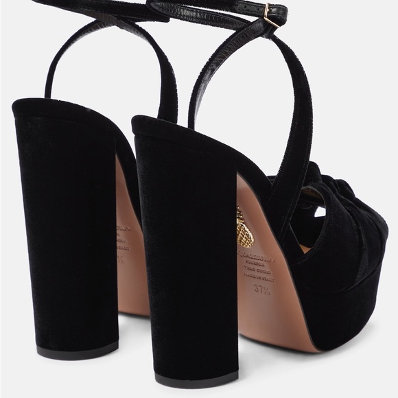 AQUAZZURA Mira velvet Platform sandals 39.9 - NEW WITH BOX - Picture 3 of 6